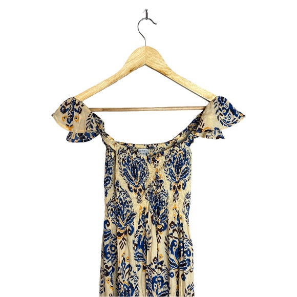 Tiare Hawaii Hollie Off Shoulder Dress in River Cream & Blue OS - Picture 3 of 7